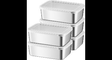GELLDG 5 stuks voedselvriesbox - Snackcontainers van roestvrij staal - Kleine voedselcontainers met deksels - Herbruikbaar - Geschikt om in te vriezen, te bewaren en in de keuken op te bergen.