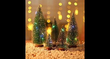 kerstboom - Kunstkerstboom -dennenboom,met houten basis voor tafeldecoratie, doe-het-zelf kerstdecoratie,- Set van 10 - groen -45D x 45B x 100H millimeter