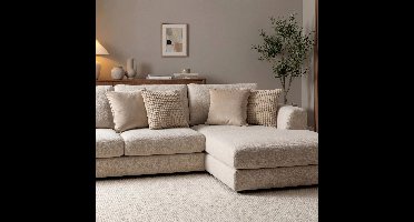 KUSSENHOES-SET - 4-delig - Texture Harmony - 45x45 cm - exclusief binnenkussens - beige