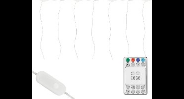 ECD Germany LED lichtgordijn 300 cm 120 warm witte lampjes met timer 19 standen kerstdecoratie voor raam en wand binnen en buiten bruikbaar feestverlichting DIY lichtslinger gordijnlampjes kerstboom sfeerverlichting hal tuin warm licht