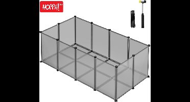 Hoppa! - Buitenverblijf - Met Bodemplaten en Box - 125 x 63 x 42 cm - Grijs