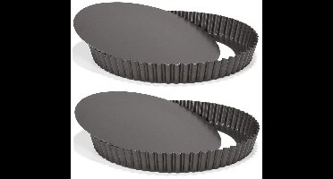 Patisse Bakvorm - 2x - voor taart of quiche - losse bodem - 28 cm - zwart
