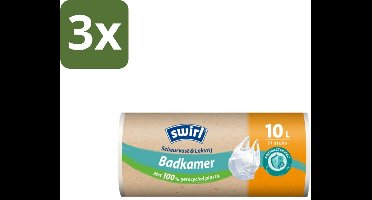 Swirl – Vuilniszakken – 10 L – Handvatten – 37 zakken - Bulkverpakking - 3 stuks
