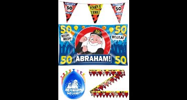 50 jaar Abraham versiering pakket - Versiering Verjaardag - Versiering - Verjaardag - Slingers - Gevelvlag- Ballonnen – Afzetlint