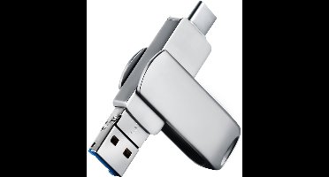 USB-stick - 4-in-1 USB-stick - Metaal - Opslagapparaat voor iPhone, Type-C, Android en computers - 32 GB - zilver
