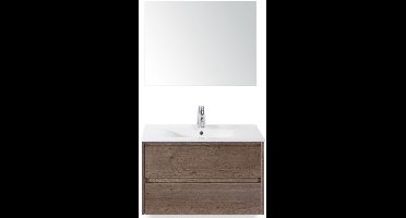 Dante Badmeubelset 80 cm - Tabacco - Keramische Wastafel Wit Enjoy met Spiegel