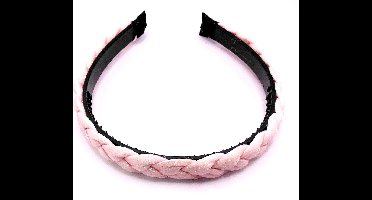 Diadeem gevlochten roze glitter