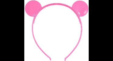 Diadeem met ronde oren donkerroze - kinderfeestje - verjaardag