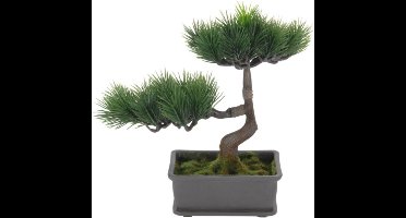 H&S Collection Kunstplant Bonsai boompje in pot - Japans decoratie - 27 x 16 x 24 cm - dennen naalden