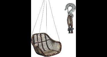 Van der Leeden Rotan hangstoel Fly Brown - (L)66 x (B)65 x (H)49 cm - Steel Wire