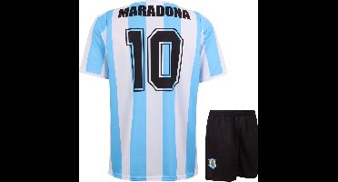 Argentinie voetbaltenue Maradona - Voetbal Tenue Kinderen - Shirt en Broekje - Jongens en Meisjes - Volwassenen - Heren en Dames - Maat XXL