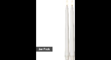 Star Trading kaarsenset Flamme Slim, 2 stuks, antieke kaarsen, wit, LED, timer, warm wit, voor buiten, 28 cm