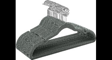 Hoppa! Fluwelen antisliphangers - Set van 30 met inkepingen, ruimtebesparend, 43 cm, grijs (CRF029V03)