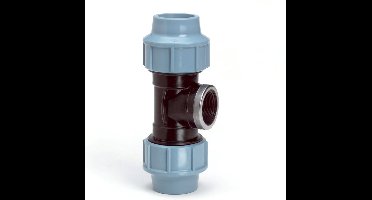 Unidelta T-stuk 90° PP 40 mm x 1 1/2" x 40 mm knel x binnendraad x knel 16bar zwart/blauw DVGW/KIWA/WRAS