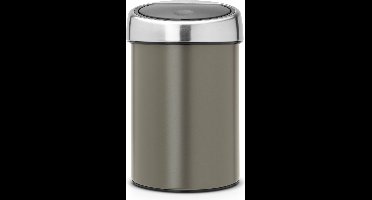 Brabantia Touch Bin Prullenbak - 3 liter - Badkamer - Platinum / Matt Steel deksel