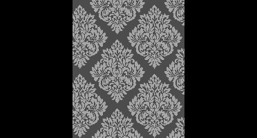 Dutch Wallcoverings Behang medaillon - lichtgrijs/glitter