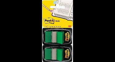 Post-itÂ® Index standaard duo pack, groen, 25.4 x 43.2 mm, 50 Tabs/Dispenser