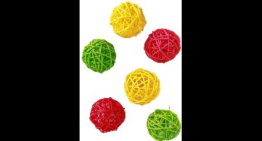 Deco ballen stro 6 cm rood/geel/groen per 15 stuks