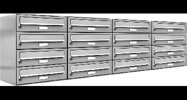 16er brievenbus adressen 16 personen RVS inbouw
