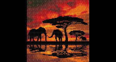 Diamond Painting Crystal Art Kit ®Elephant Silhouette, 30 x30 cm, Partial Painting