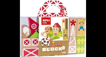 Houten Blokken - Apli - Boerderij - 15 stuks