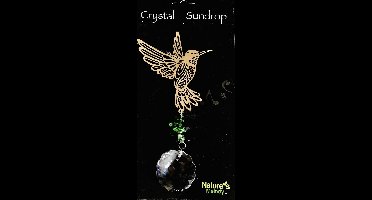 Nature's Melody Spinner COSMO HANGER kolibrie 10cm MET CRYSTAL SUNDROP kristal glas eronder 45CM De lengte is gemeten van de ophangdraad tot en met de onderkant van het glas.