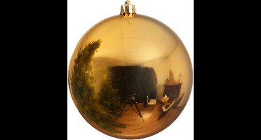 1 stuks Kerstbal plastic glans 250mm licht goud KSD