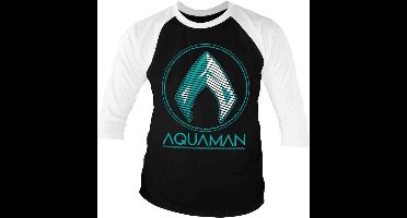 DC Comics Aquaman Raglan top -L- Distressed Shield Zwart/Wit