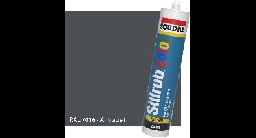 Siliconen Kit Sanitair - Soudal - Keuken - Voor binnen & buiten - RAL 7016 Antraciet - 300ml koker