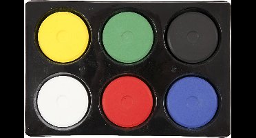 Waterverf in palet, d: 57 mm, primaire kleuren, 6 assorti