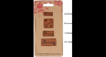 Opry Skai-leren labels made by papa - 1 set van 4 stuks