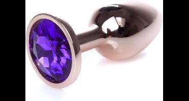 Power Escorts - Unieke Rose Goud kleuringe Plug met paarse steen - 7 CM en lekkere Dia 2,7 cm