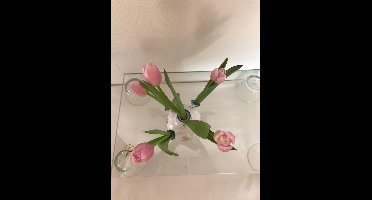 tulpvaas D9 H9 tulpreliëf kleur rose geel groen Delfts blauw cadeau