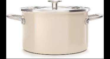 KitchenAid Steel Core Enamel kookpan 24cm 6L - Amandelwit - inductie - PFAS-vrij