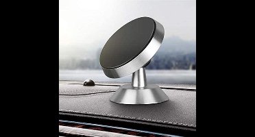 LuxeBass - Autohouder - Magneet - Rond - Telefoonhouder - Telefoon houder - 360 draaibaar - Universeel - Universele telefoonhouder - Zilver - LB-420