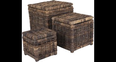 Vierkante Rotan Opbergmand Luc - Antiek - 40x40x40 cm - Bruin