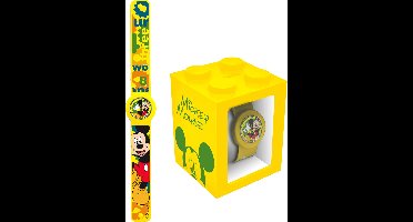 Disney Mickey Mouse 3 in 1 - Horloge Analoog - Spaarpot - Fotokader - Jongen - Geel -Uurwerk