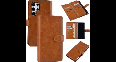 UNIQ Accessory Premium Bruin Kunstleer Book Case Telefoonhoesje voor Samsung Galaxy S22 Ultra - Bescherm je Smartphone!