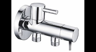Wiesbaden Minimal Dubbele Hoekstopkraan 1/2" x 3/8" x 3/8" - Chroom