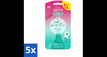 5 x Wilkinson - Wegwerpscheermesjes - Quattro For Woman - Precies - 4 mesjes - Scheermesje Vrouw - Wegwerpmesje - Huidvriendelijk Scheren - Fluweelzachte Huid - Scheren Voor Vrouwen