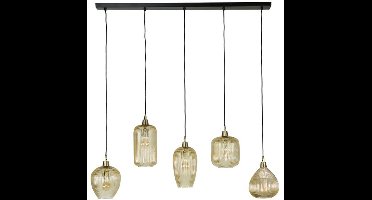 Giga Meubel Hanglamp Stripe Glass Mix - Amber - 5-Lichts - 120x20x150cm