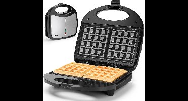 Aigostar Sweet 30J4O - Wafelijzer - Wafelmaker voor 2 Wafels - Anti-Aanbaklaag - met Indicatielampje - 750W - RVS