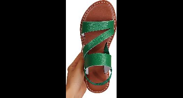 Currero Sandalen Dames - Slippers - Pantoffels - Schoenen - Badslippers - Groen - Maat 35.5