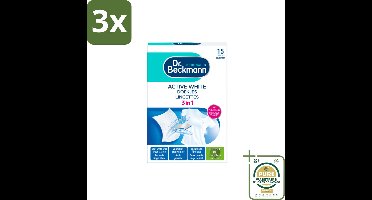 3 x Dr. Beckmann - Kleurverzorging - Active White - Witte Was - 15 Doekjes - Grootverpakking - Witwas - Grauwsluier Verwijderen - Witte Was Herstellen - Actieve Witmaker - Was Reinigen