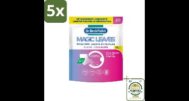 5 x Dr. Beckmann - Magic Leaves - Wasstrips - Gekleurde Was - Frisse Bloesem - 20 Wasbeurten - Grootverpakking - Wasstrips - Gekleurde Was - Frisse Geur - Milieuvriendelijk - Wasmiddel