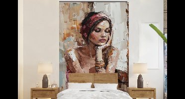 Behang - Fotobehang Vrouw - Verflook - Portret - Modern - Breedte 145 cm x hoogte 220 cm
