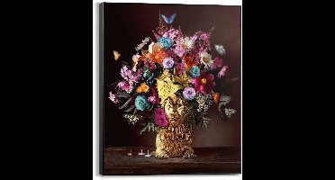 Schilderij Bloemenleeuw - 50 x 40 - Hout - REINDERS