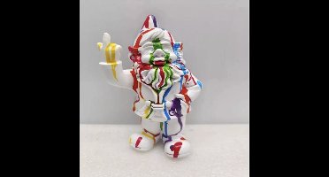 Stoobz Art F*ck You kabouter 20 cm – wit met verfspatten – middelvinger kabouter – grappig decoratiebeeldje
