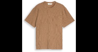 Tom Tailor Denim - T-shirt met relaxte pasvorm en borstzak - Maat XL - malt brown