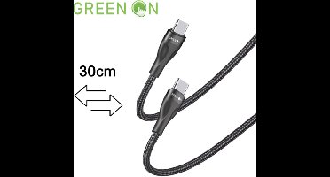 GREEN ON USB-C naar USB-C/Lightning Kabel 45W – Nylon - 30cm